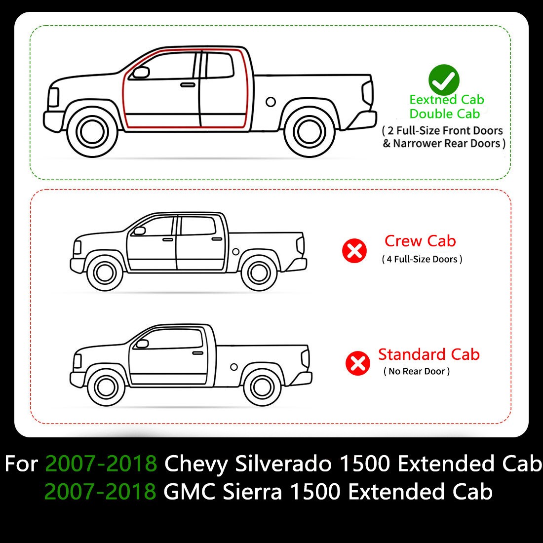 Vijay For 2007-2018 Chevy Silverado 2500hd/3500hd Extended Cab Running Boards