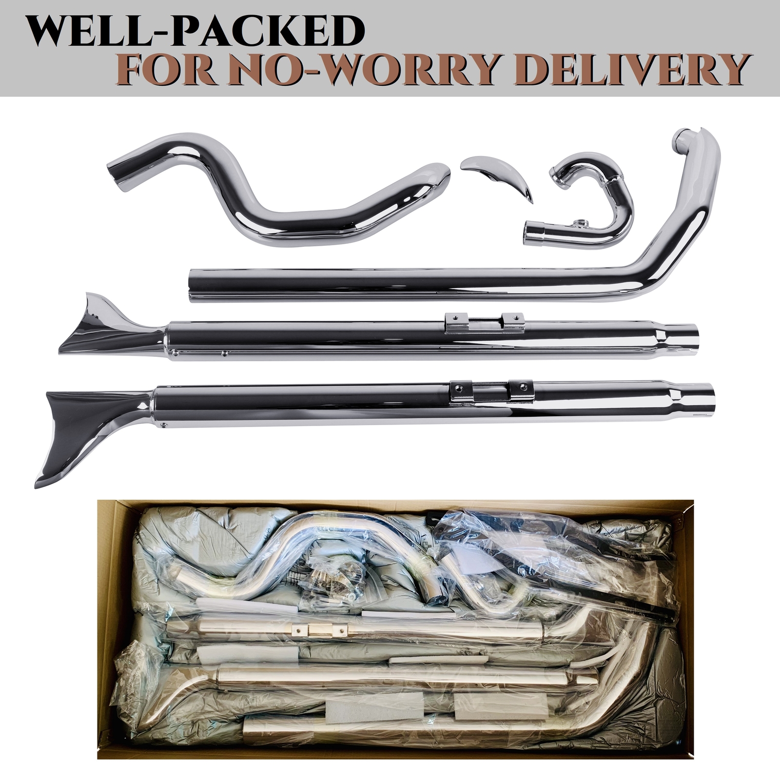 True Dual Fishtail Exhaust for Harley Softail 2000-2017 Model，W/ 39" fishtail