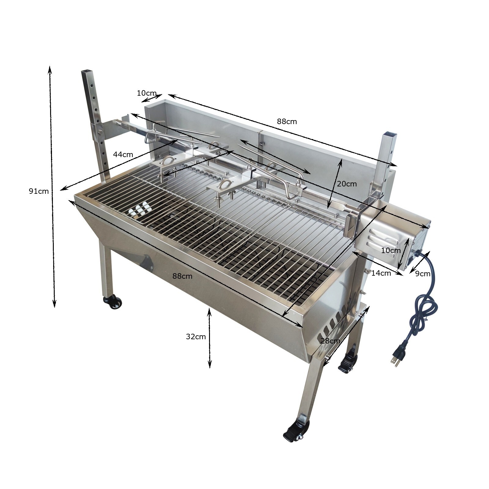 35" BBQ Grill Pig Whole Lamb Grill Motor Rotisserie Kit Electric Spit Roaster