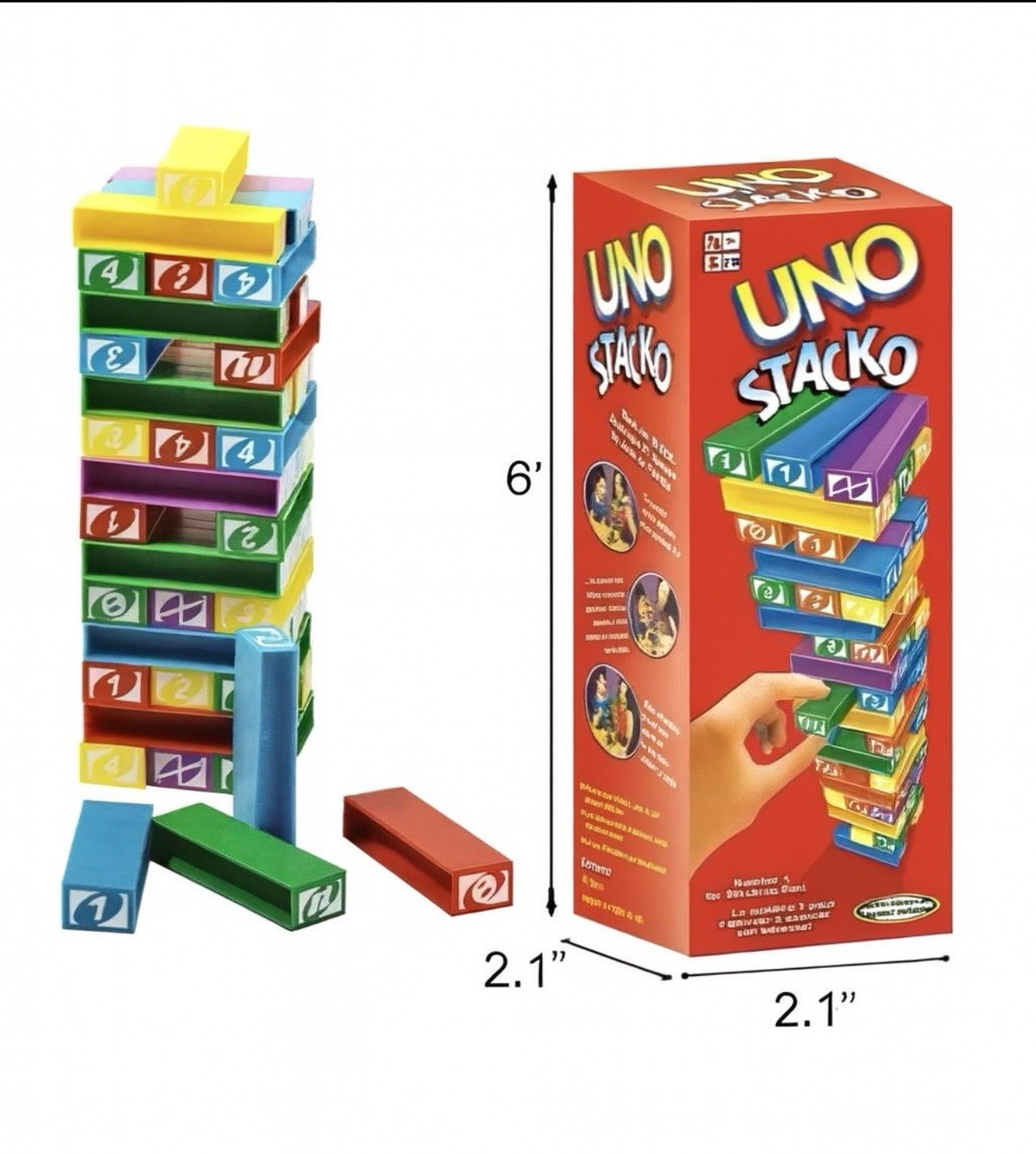UNO Stacko Mini – Stacking Block Tower Game, Family Party Fun, Travel Size