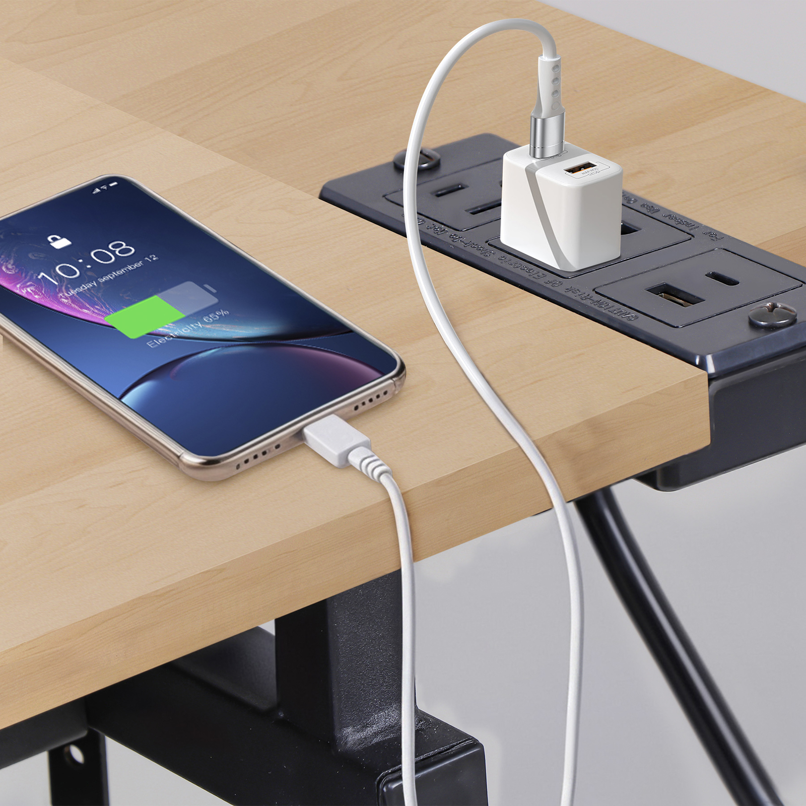 Drafting Table Drawing Desk Adjustable Tabletop with Charging Station & Stool