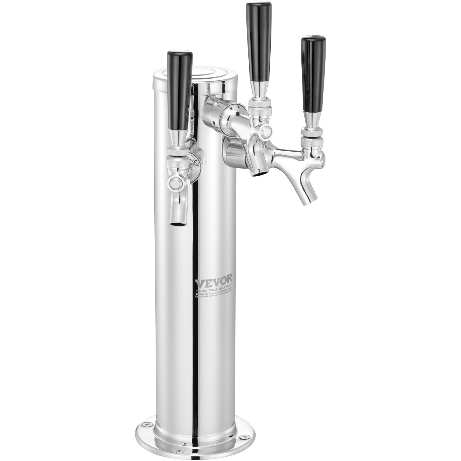 3 Tap Kegerator Beer Tower Stainless Steel Insulated Self-Closing Faucets Kit