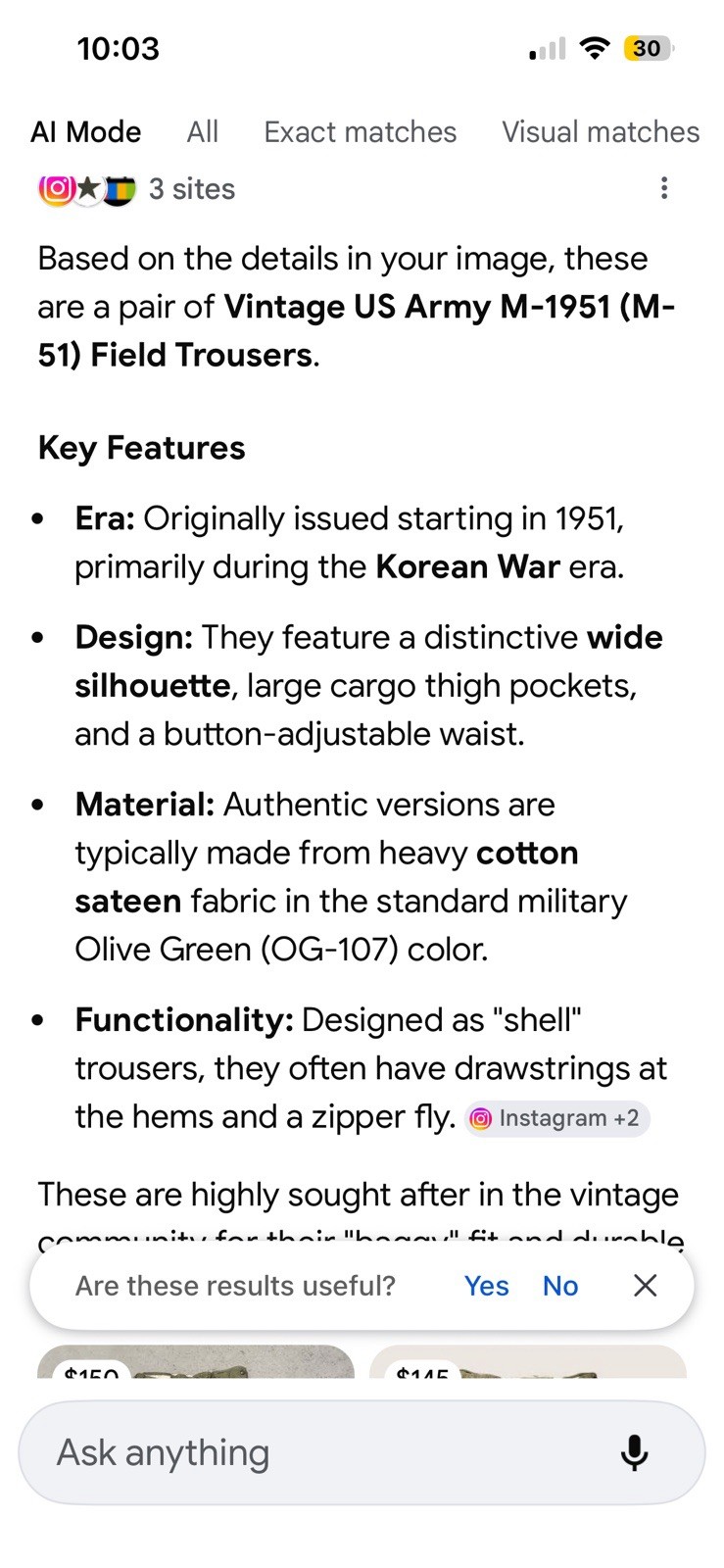 VTG NOS M51 Field Shell Trousers M-1951 Army Military Pants Medium Regular 34x29