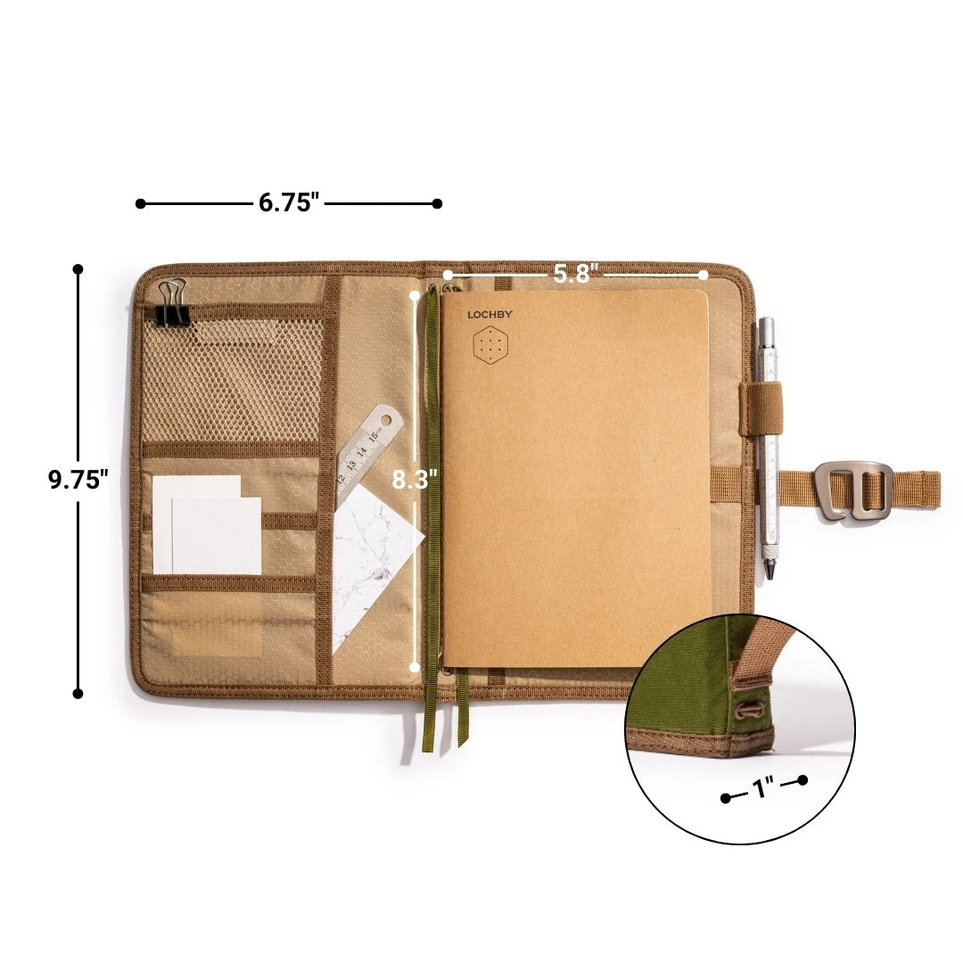 Lochby Field Journal Olive A5 Planner Cover | Water Resistant Waxed Canvas |