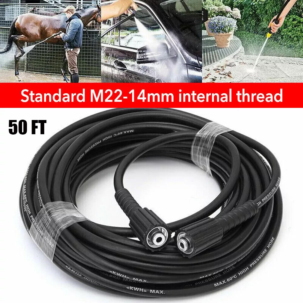 50 FT High Pressure Washer Hose 5800 PSI M22-14MM Power Washer Extension Hose US