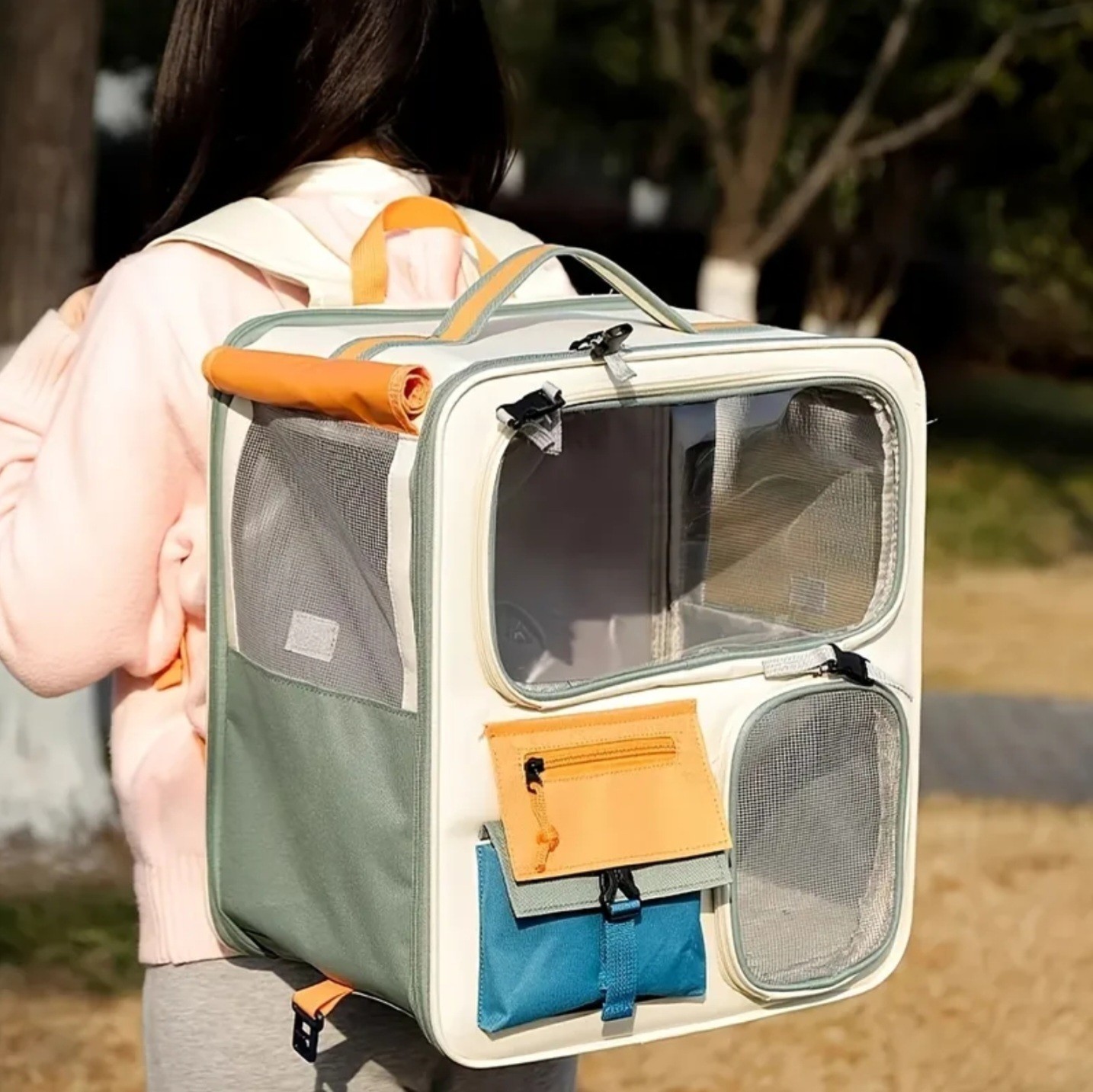 New Cat Small Dog Pet Travel Carrier Bag Backpack Soft Sided W/ Treat Storage