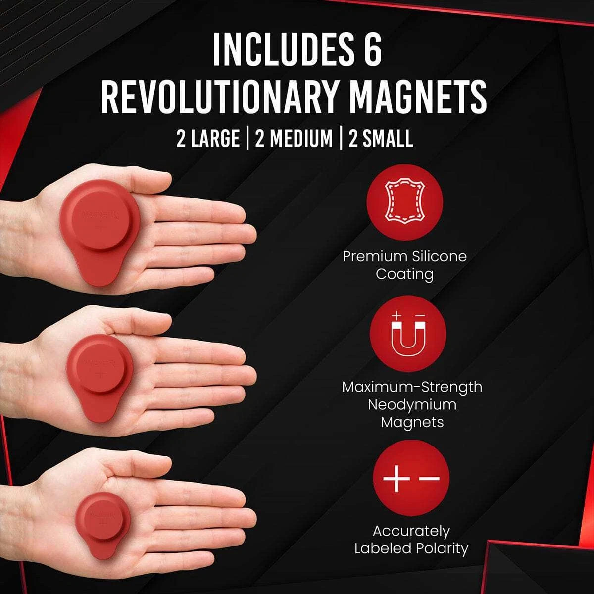 MagnetRX® Neodymium Biomagnetic Therapy Magnets Pair Kit Silicone Covered Curved