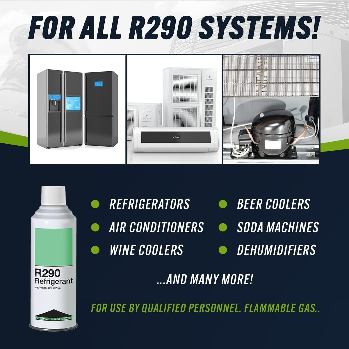 Leak Saver Refrigerant R290 - Upright Liquid Charging Self-Sealing Can - 12 Pack