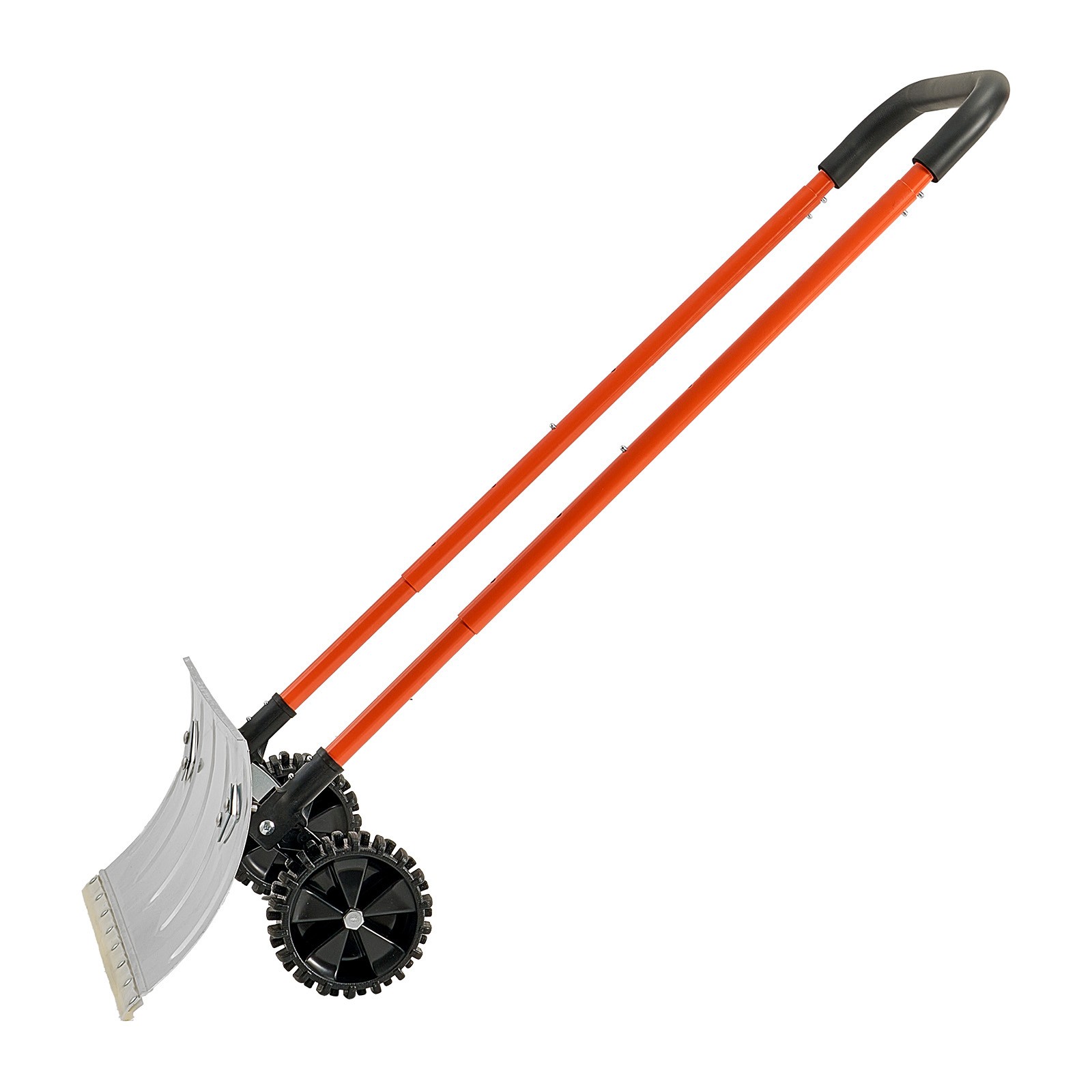 Snow Shovel with Wheels 24" Durable Metal Snow Removal Pusher Plow for Driveway