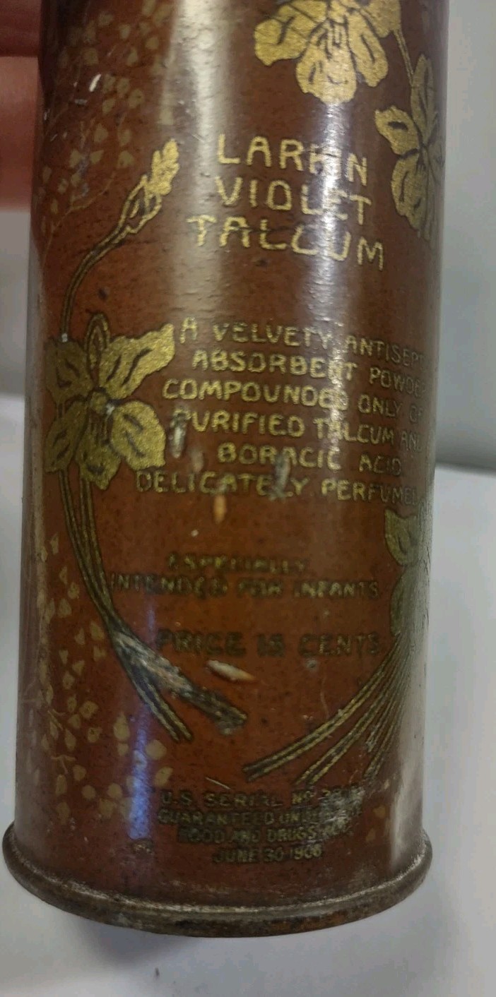 Antique Larkin Violet Talcum Powder Vanity Advertising Tin Buffalo NY