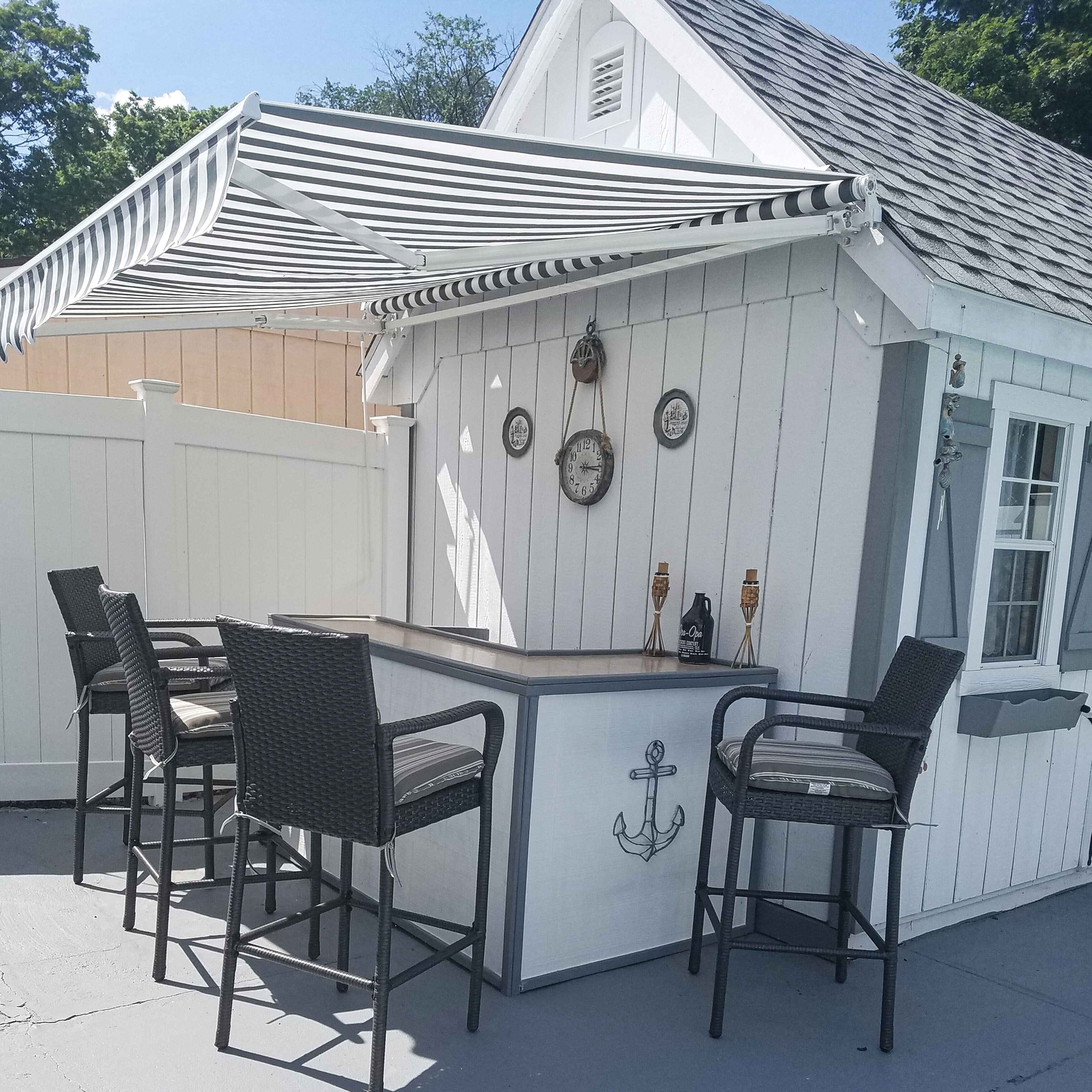 ALEKO Fabric Awning Replacement for 12X10 ft Retractable Patio Awning Grey/White