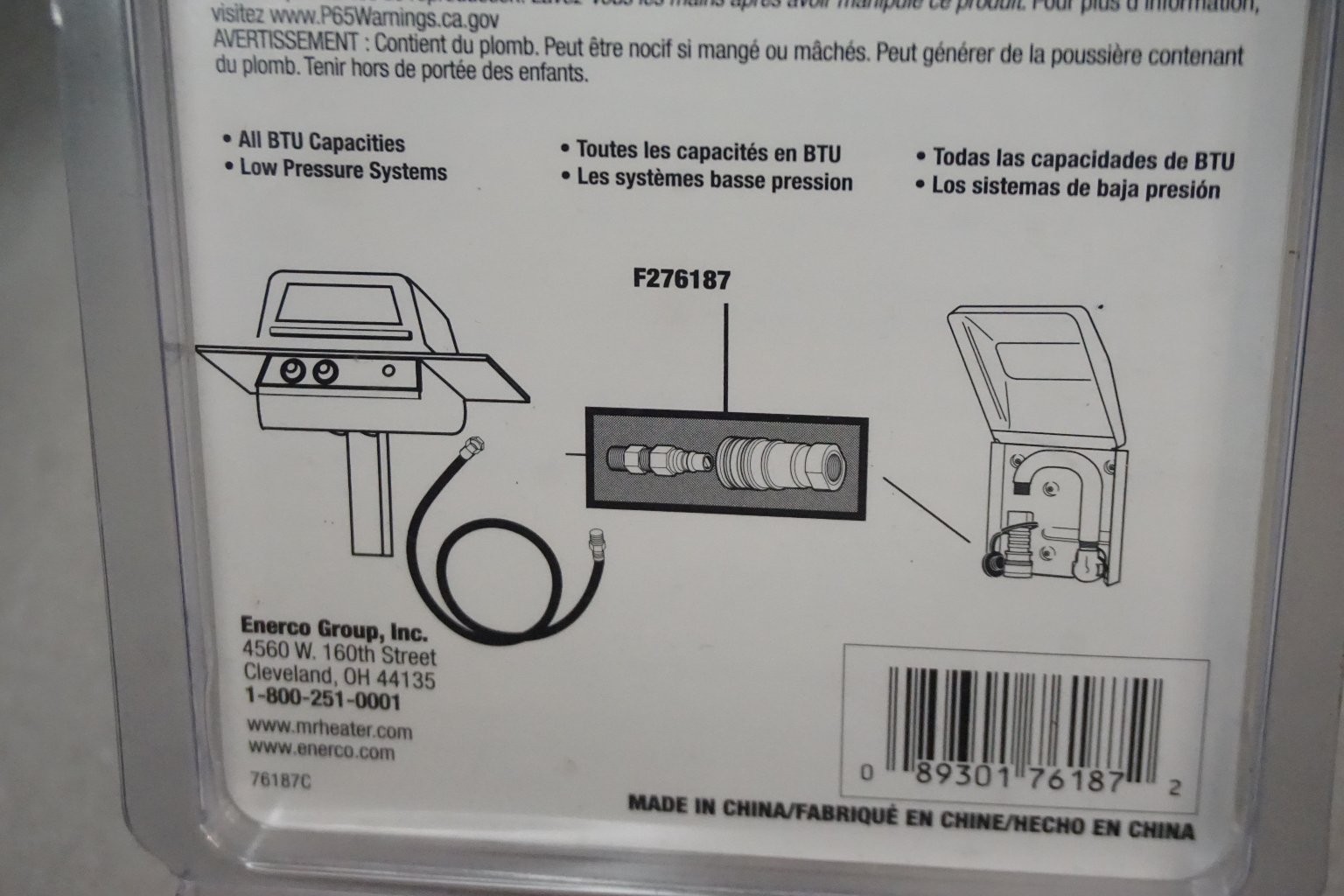Mr. Heater F276187 Gas Connector Kit 3/8" MPT x FPT Propane Natural Quick