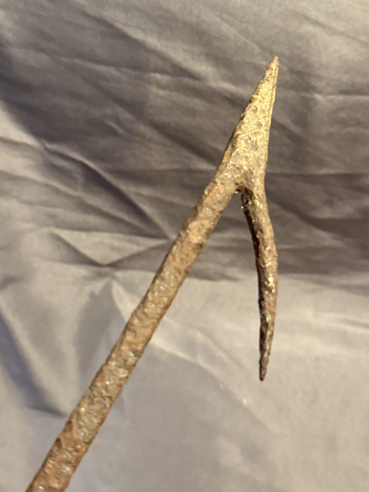 Early Antique Primitive Nautical Hand Held Wrought Iron Barbed Harpoon Gaff