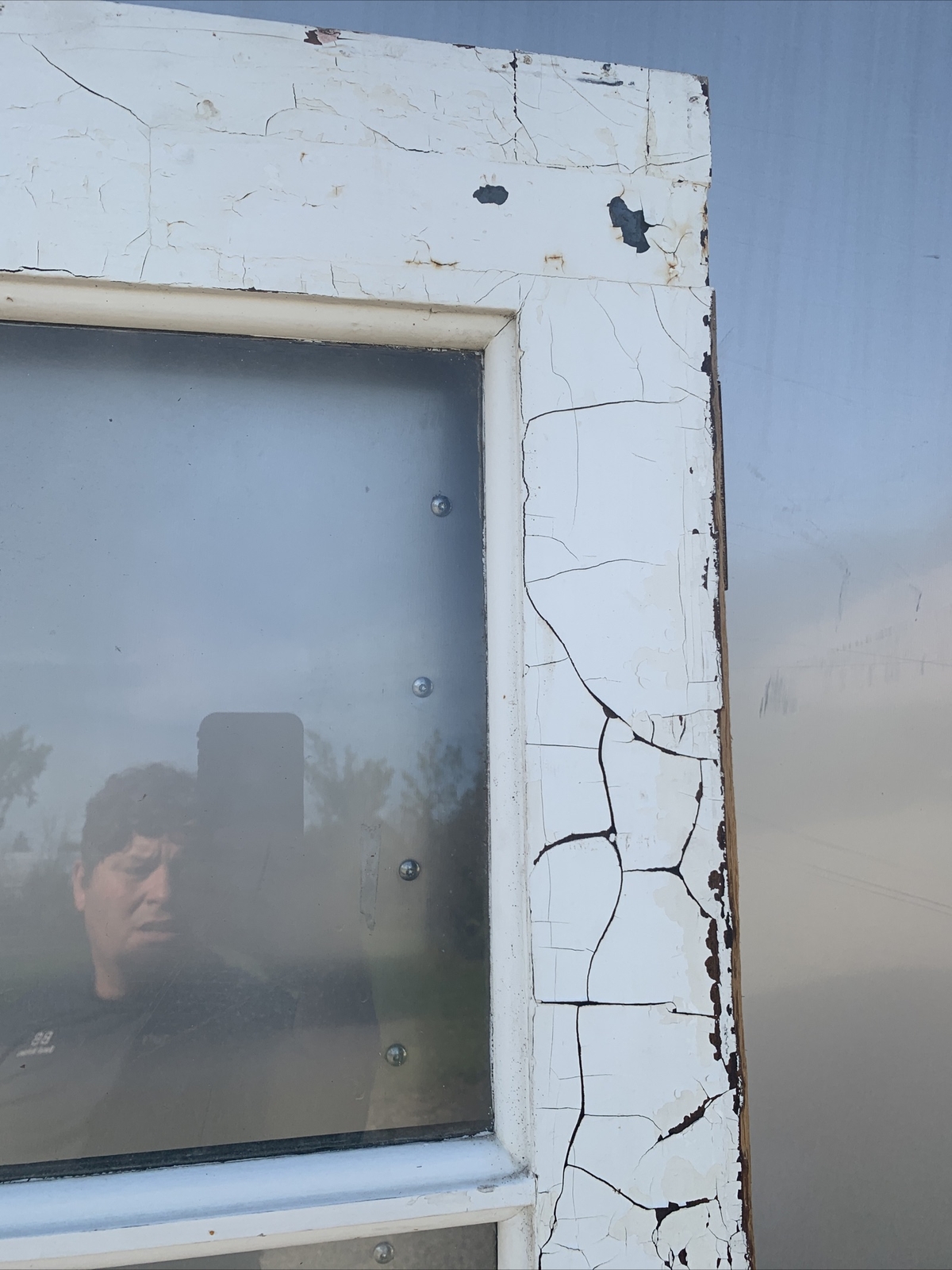 24" Door Wood French Door 4 Glass Pane Windows Rustic Patina Barn Repurposed