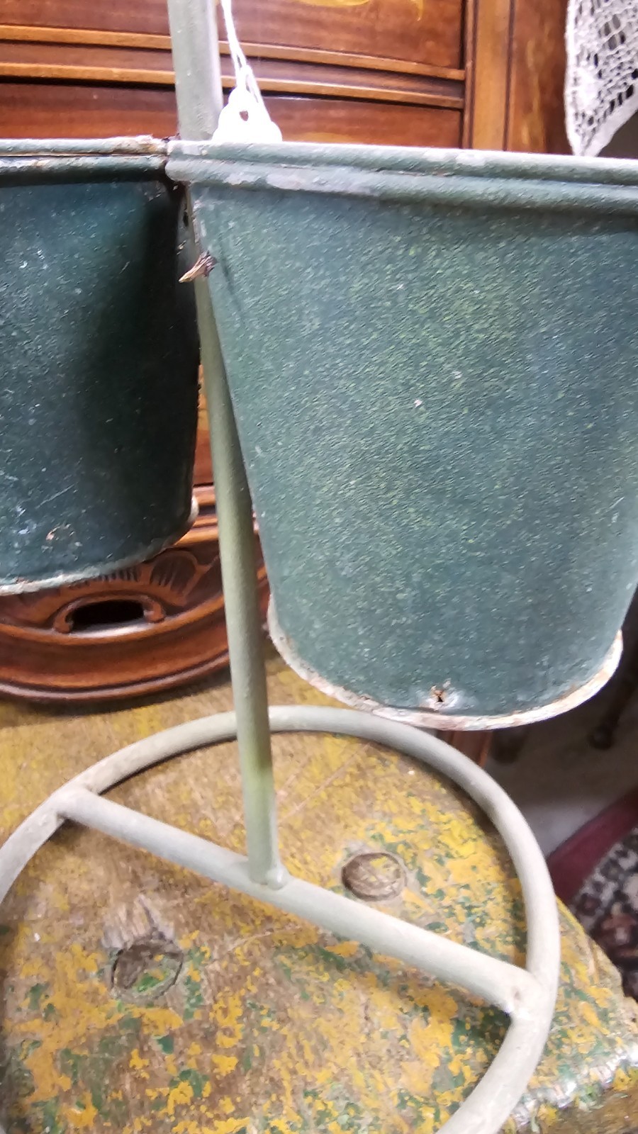 Antique standing 2 pot flower pot bird decorative unique garden