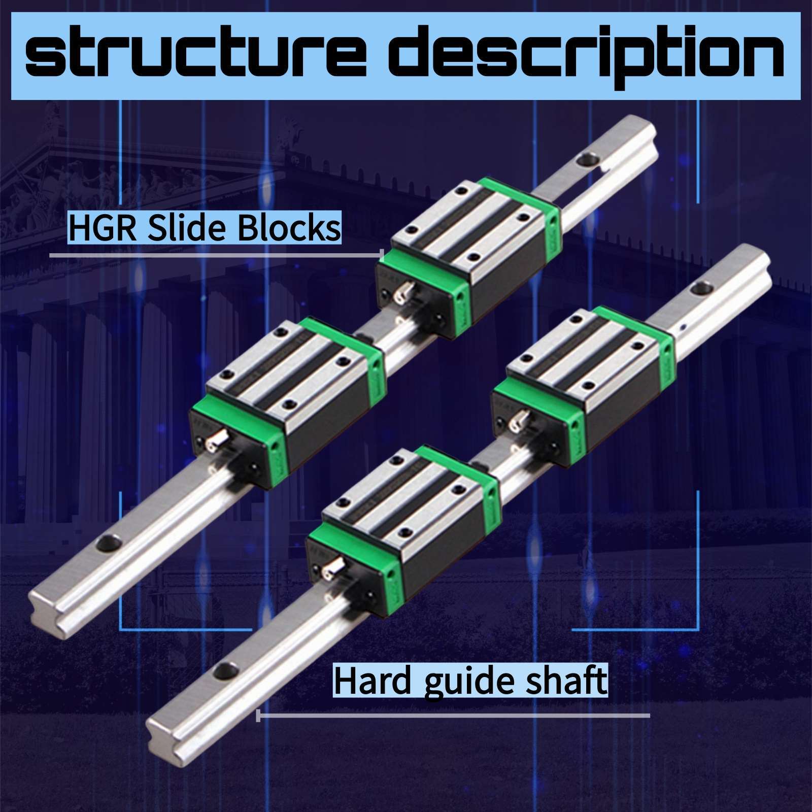 2PCS HGR15/HGR20/HGR25 Linear Guide Rail 200-2200mm+4PCS HGH15/20CA Slide Block