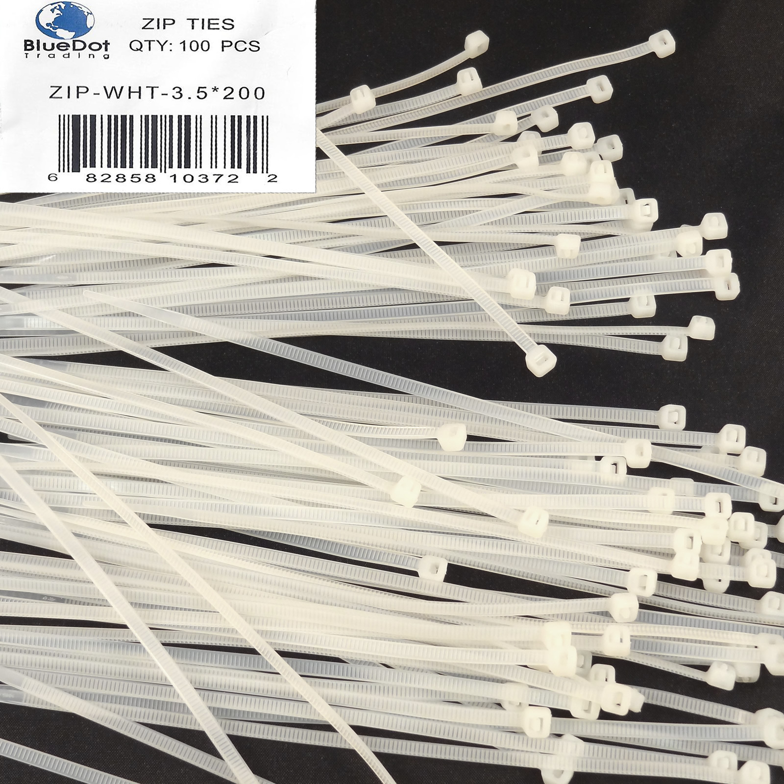 SHIPS FREE ~ 100 PACK 8 INCH NYLON ZIP CABLE TIES WIRE TIE WRAPS WHITE 40 LBS 8"
