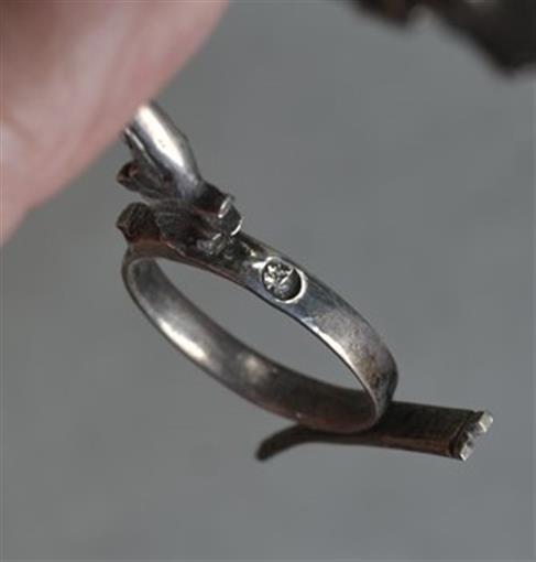 early period midwife stork umbilical clamp babies 19th c silver original antique