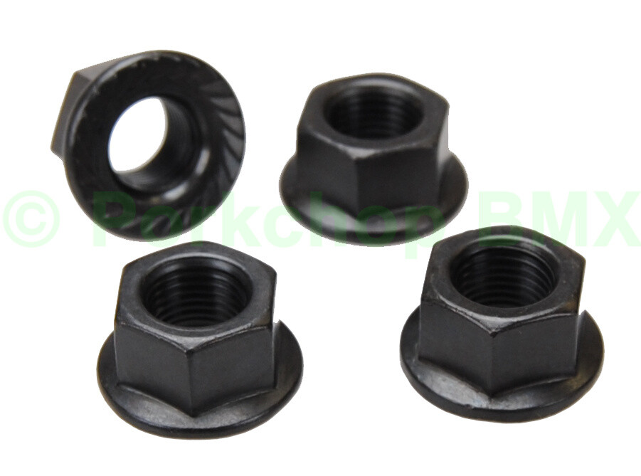 Flanged BMX bicycle axle nut 3/8" X 26T - SET OF 4 - BLACK