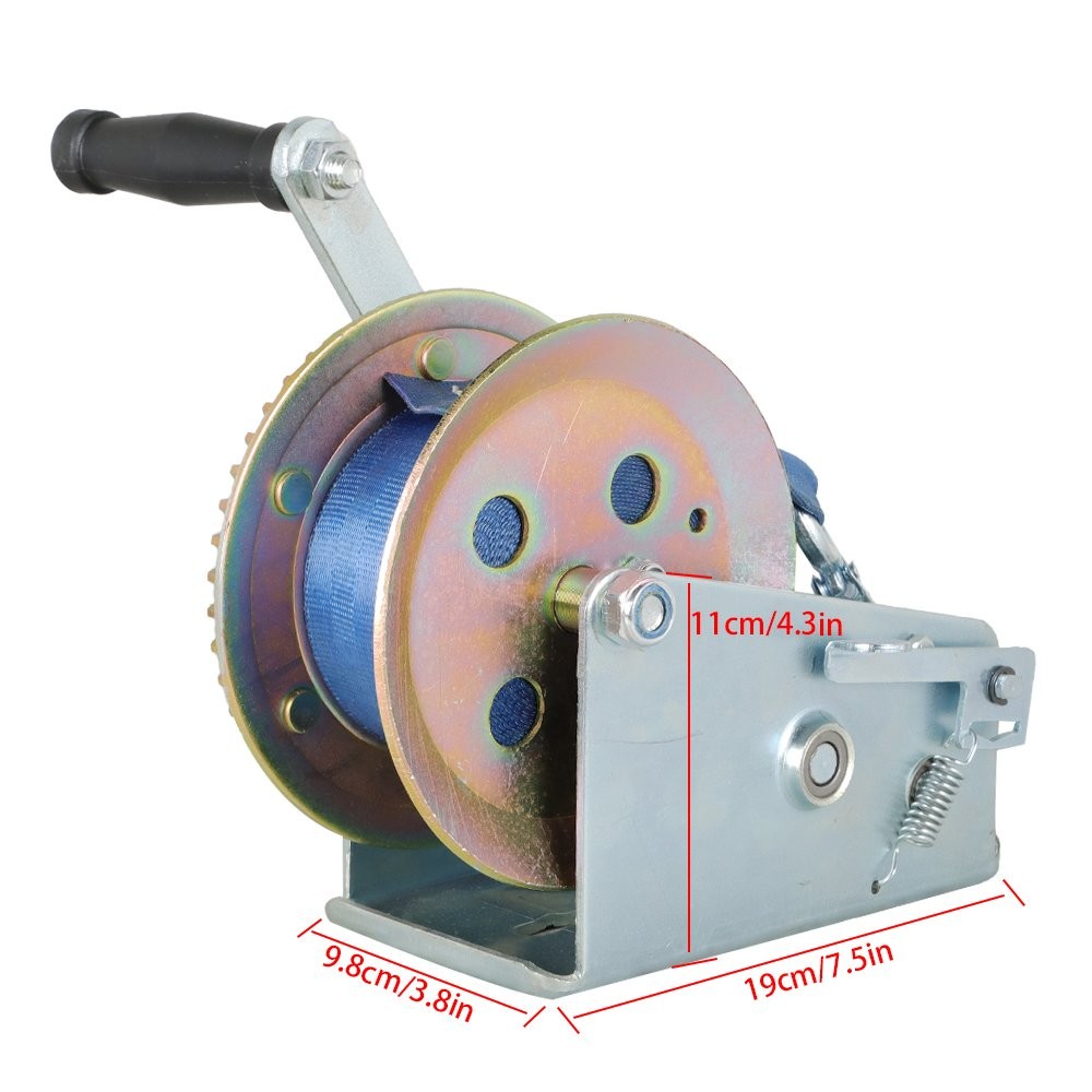 3500 LBS 32 FT Cable Dual Gear Hand Winch Hand Crank for ATV RV Trailer