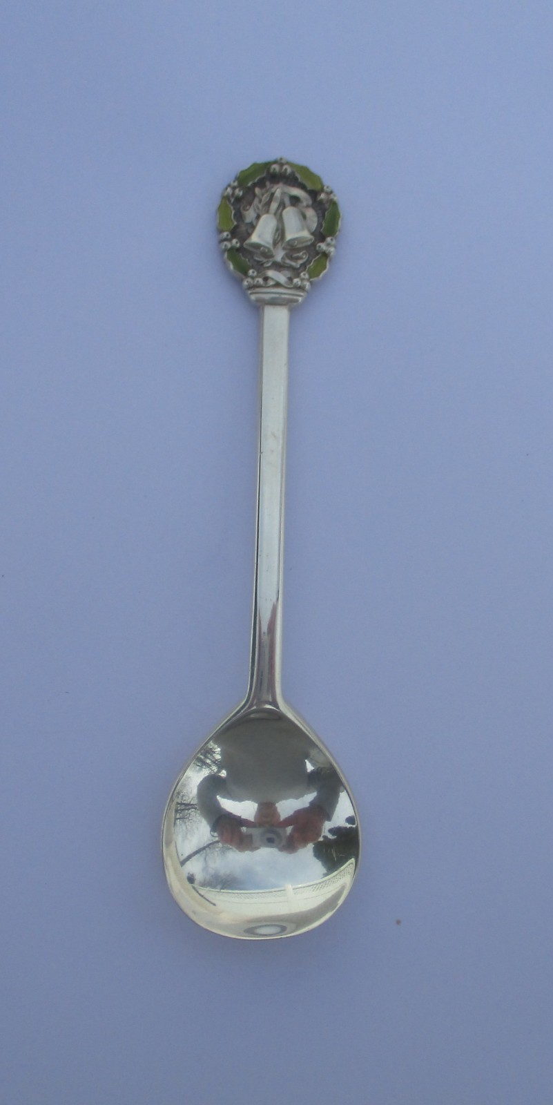 Gorham 1973 Sterling Silver Christmas Spoon Green Enameling, Bells
