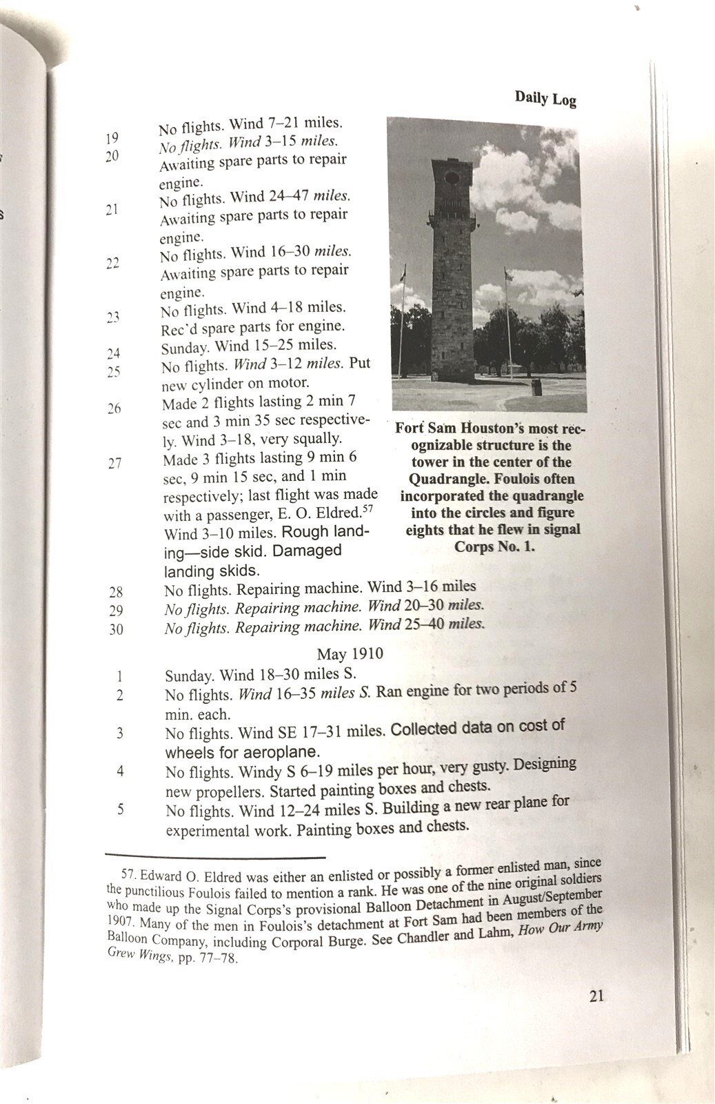 Logbook Of Signal Corps No. 1, The U.S. Army's First Airplane Flight, Comm. Ed.