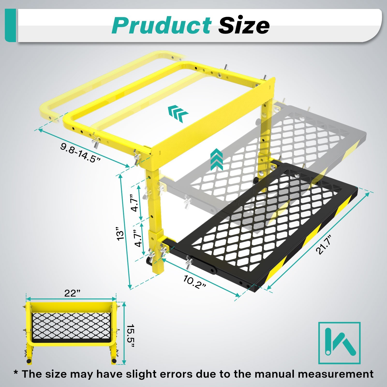 Adjustable Folding Truck Tire Step RV SUV Mounted Tirestep Over Wheel, Non-Slip