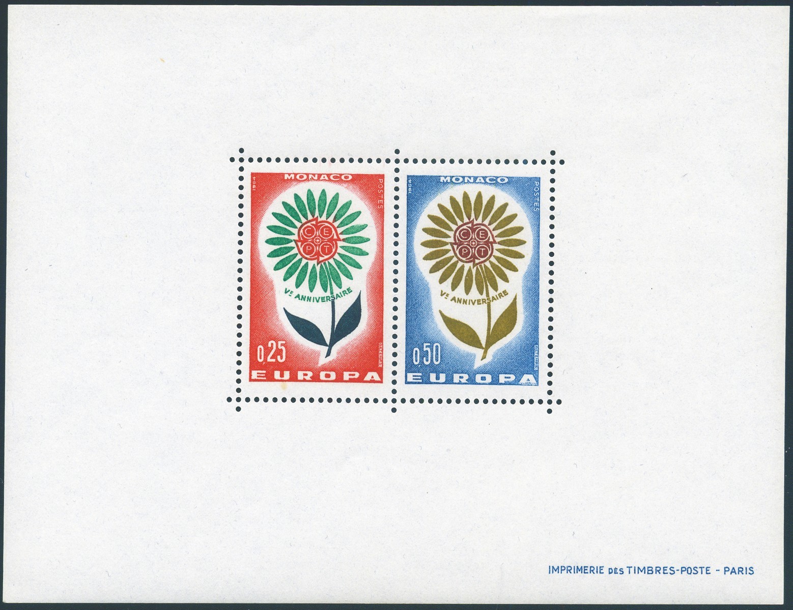 Monaco 1964 BFS Europa Cept, Special Block, No. 6. Certificate: Blonde. Cat. €