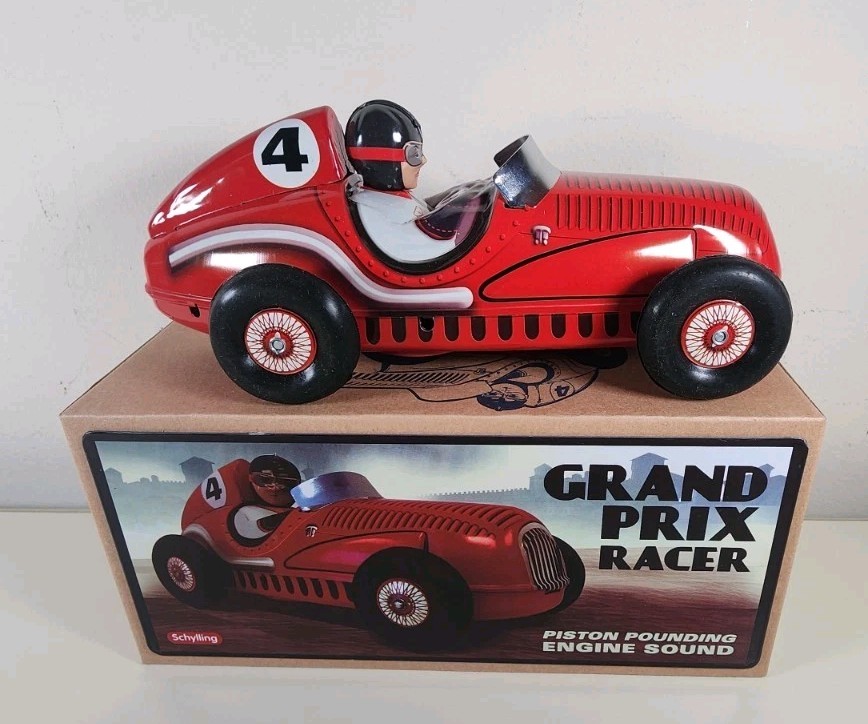 Schylling Tin Grand Prix Racer With Piston Pounding Engine Sound NIB