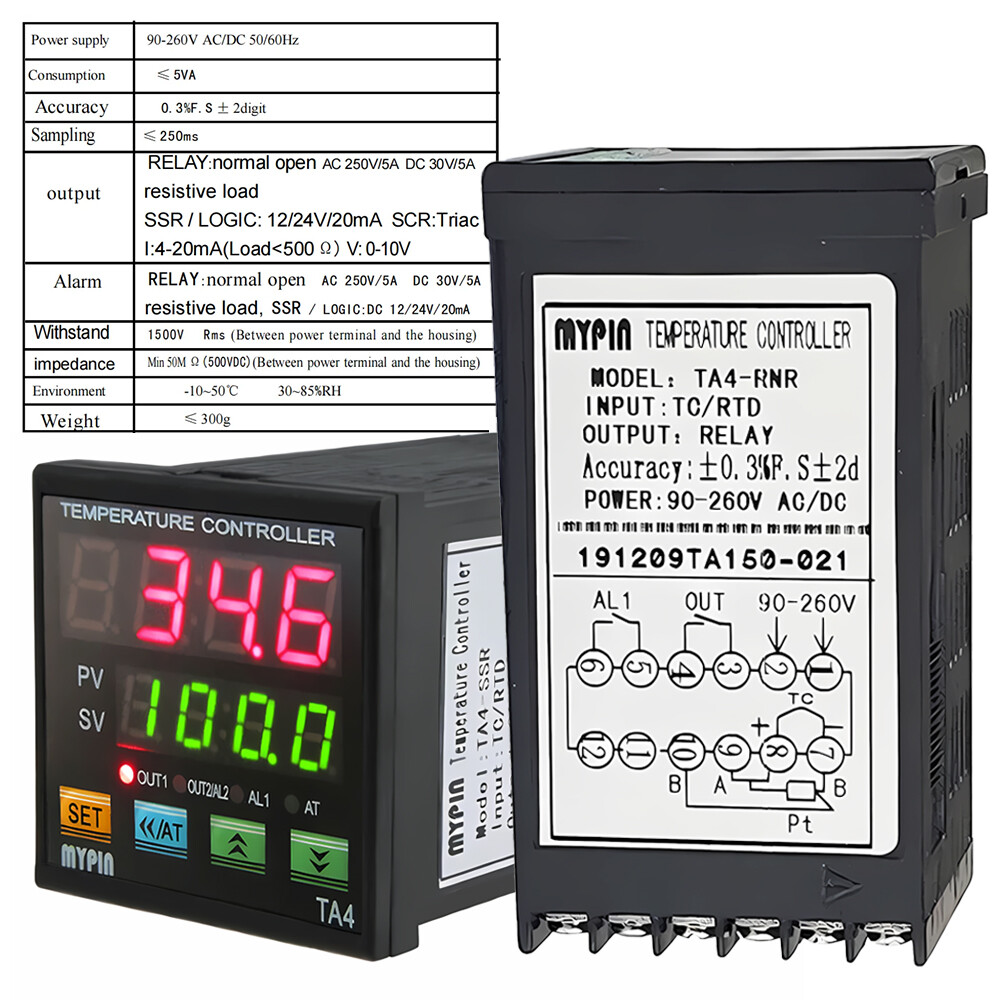 Digital PID Temperature Controller 90-260VAC/DC Dual Relay Output LED Thermostat