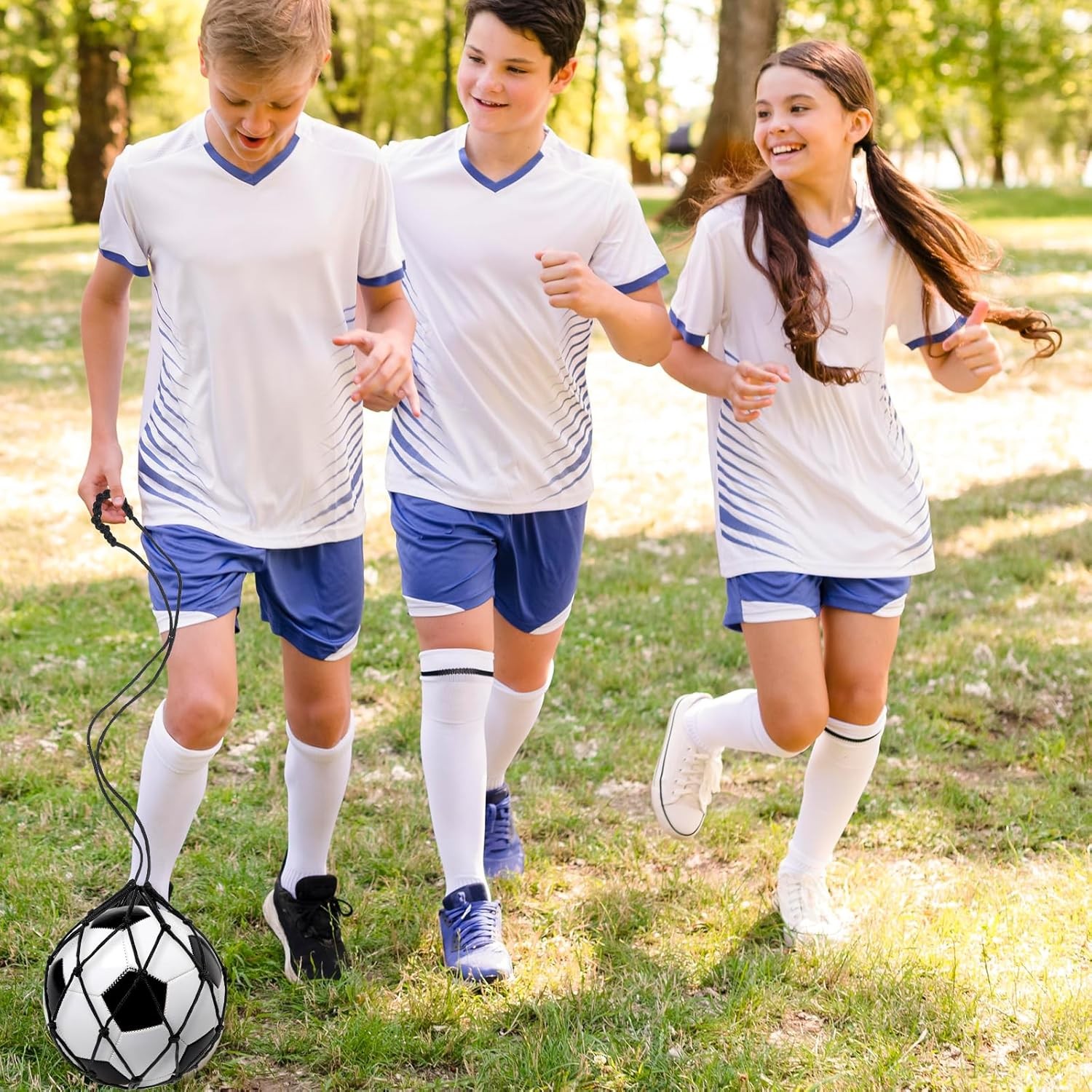 2PCS Soccer Ball Kick Trainer Net with Adjustable Belt for Solo Practice