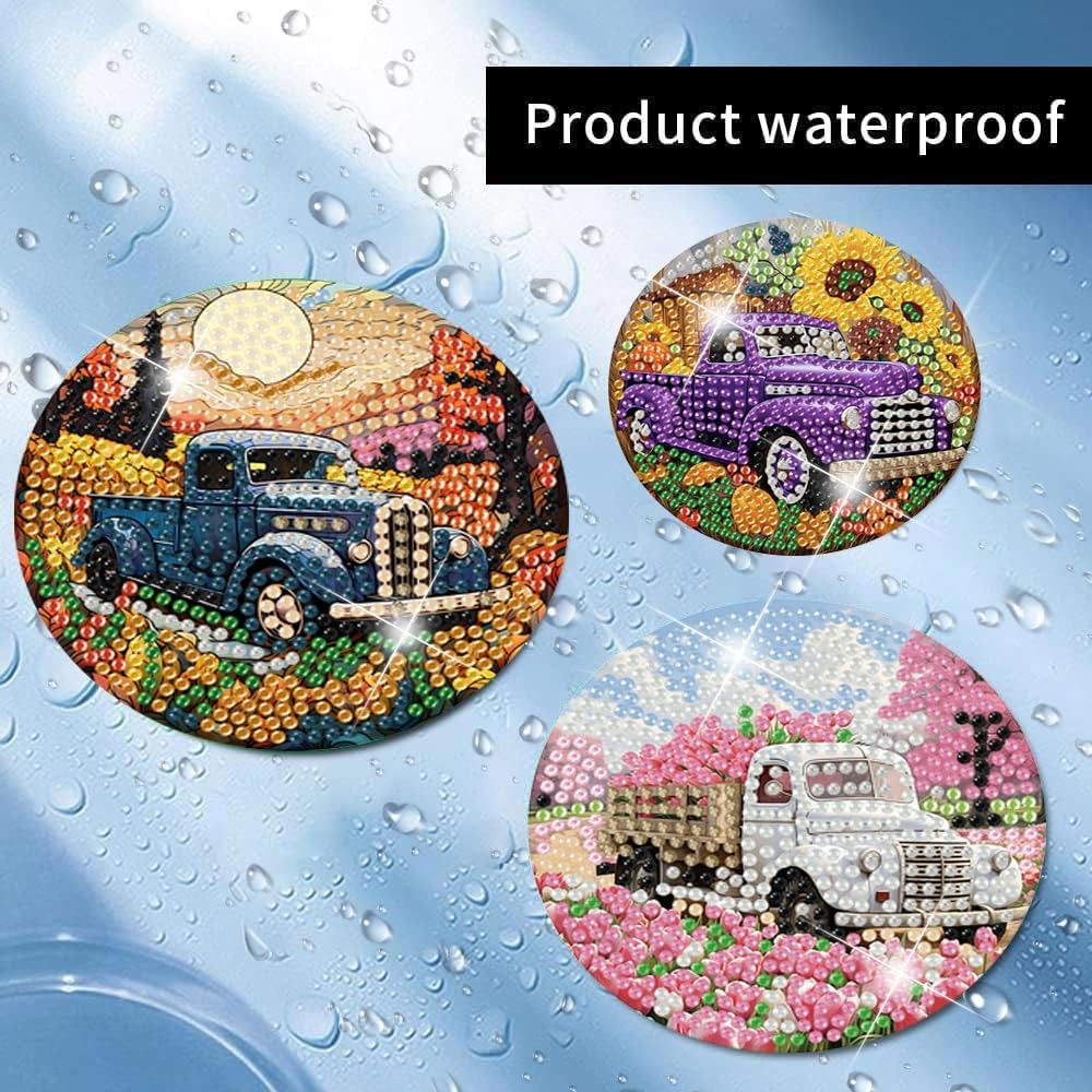 8 Pcs Diamond Art Coasters Kits - All Season 8 4x4in, Truck