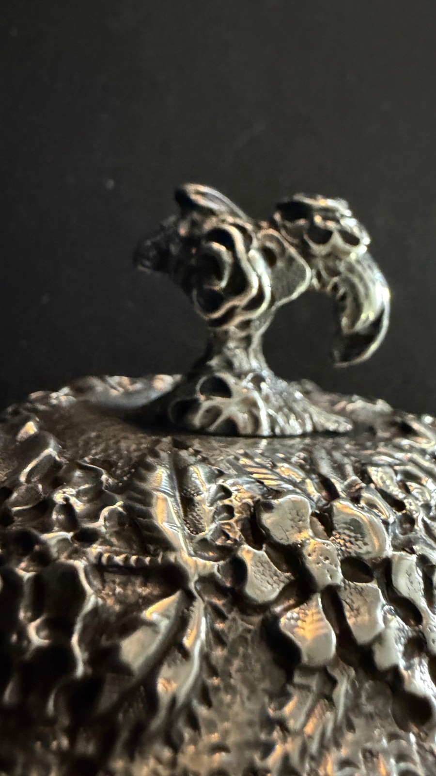 Antique Sterling Silver Repousse Lid Probably S Kirk & Son