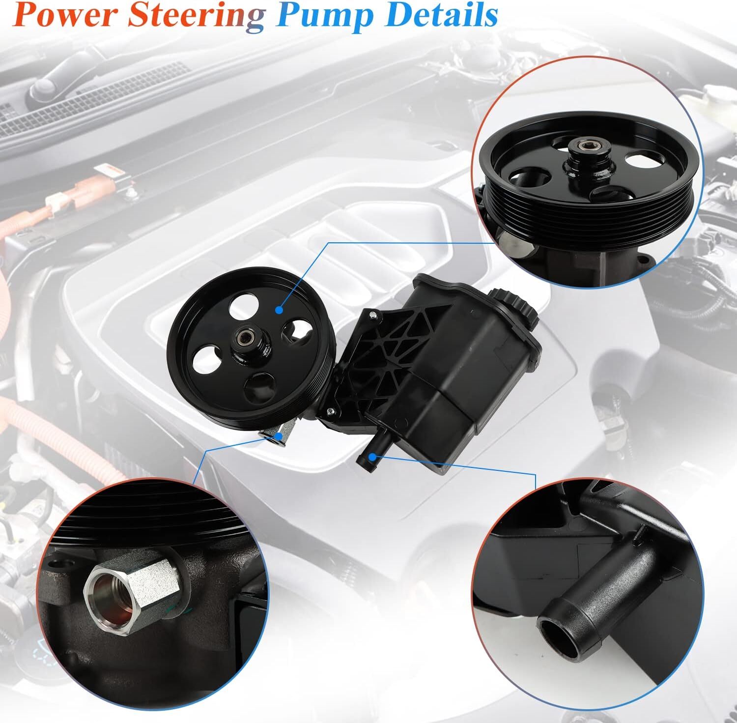 Power Steering Pump w/ Reservoir & Pulley for 02-07 Dodge Ram 1500 3.7/4.7/5.7L