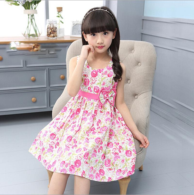 New Summer Floral Girl Dresses Girls Clothes Kids Cotton Dress Size