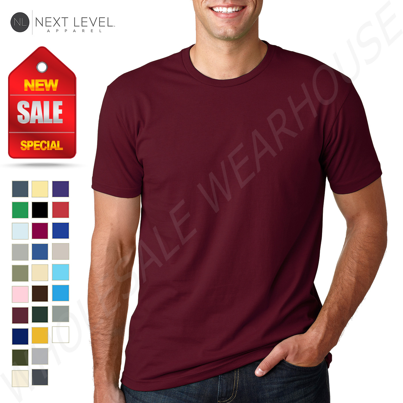 NEW Next Level 100% Cotton Men's Premium Fitted Crew Neck XS-XL T-Shirt R-3600