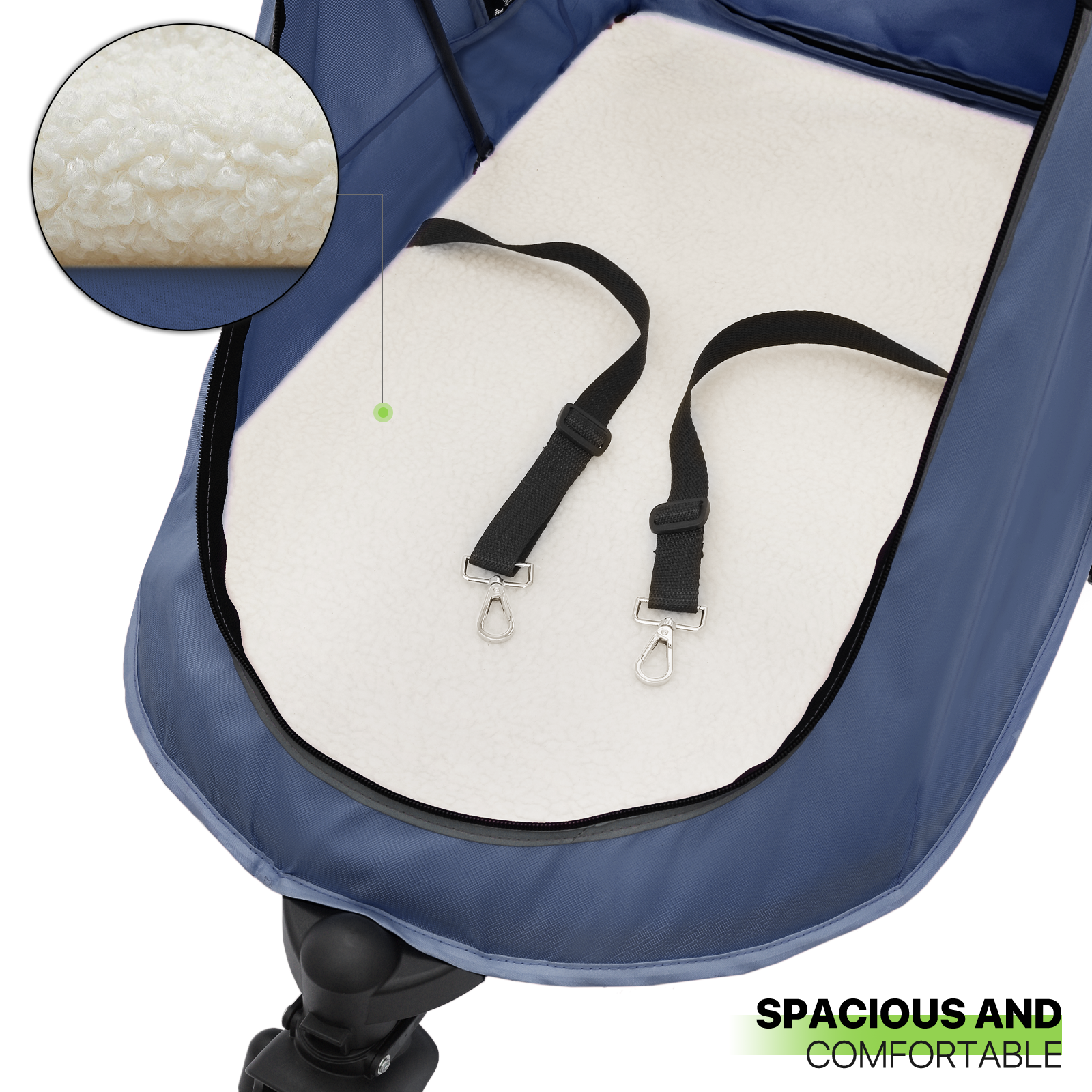 Folding Dog Stroller Blue Portable Pet Travel Carrier Cart w/Foot Activated Lock