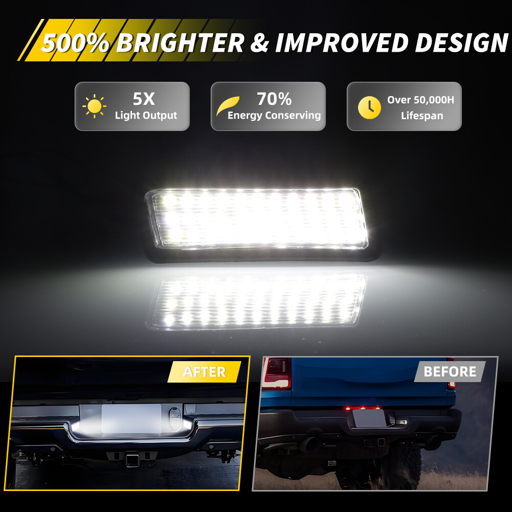 OE-Fit White 18-SMD Full LED License Plate Lights Kit For 19+ RAM 1500, 20+ 2500