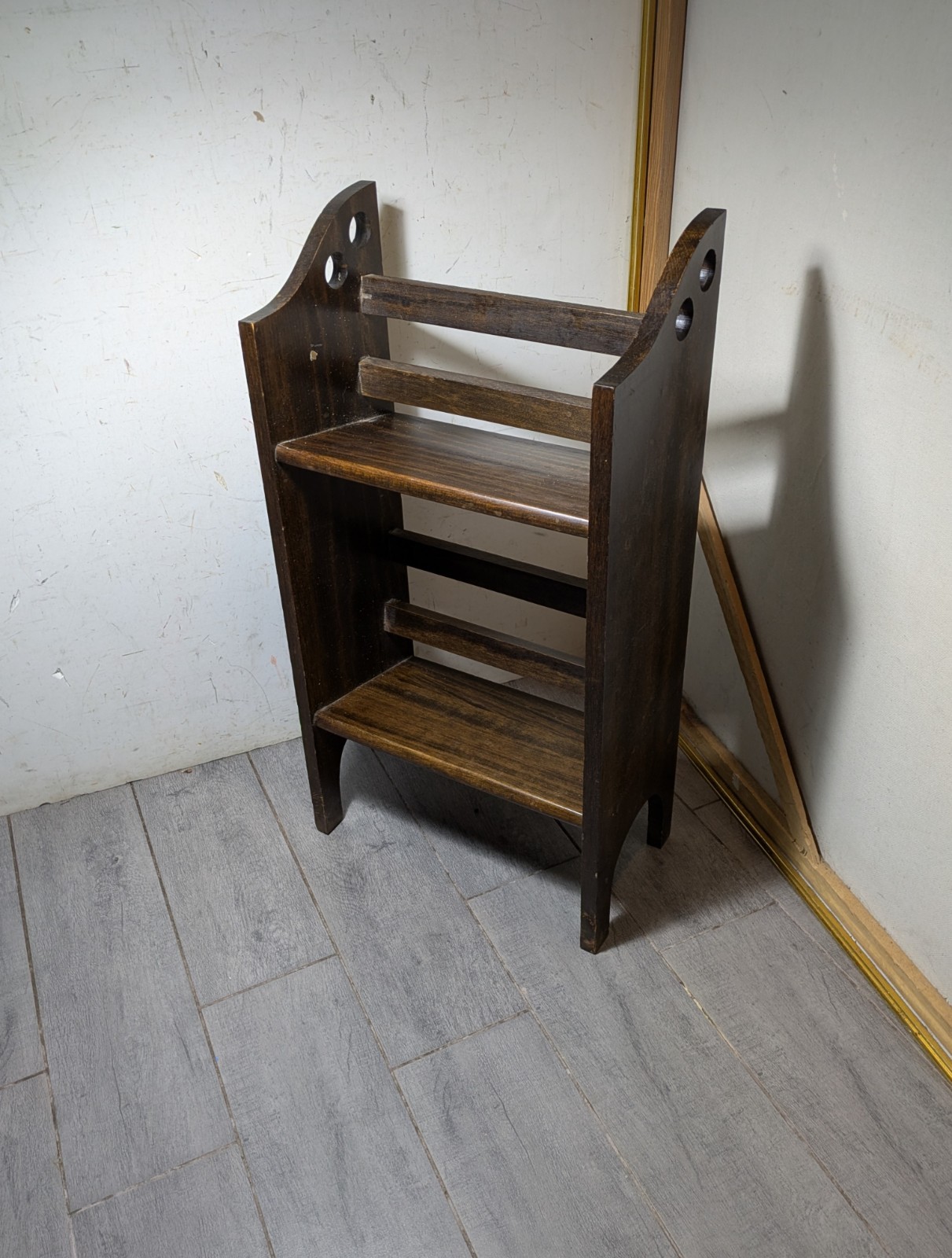 Vintage Mission Arts & Crafts Small Wood Bookcase Bookshelf 2-Tier Stand R87