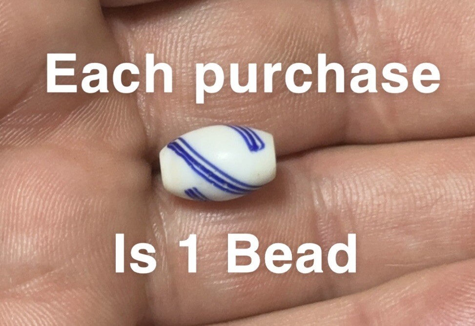 (1) 1700's Huron Indian "Blanket" bead or Blue Delft Trade Bead Early Trade Bead