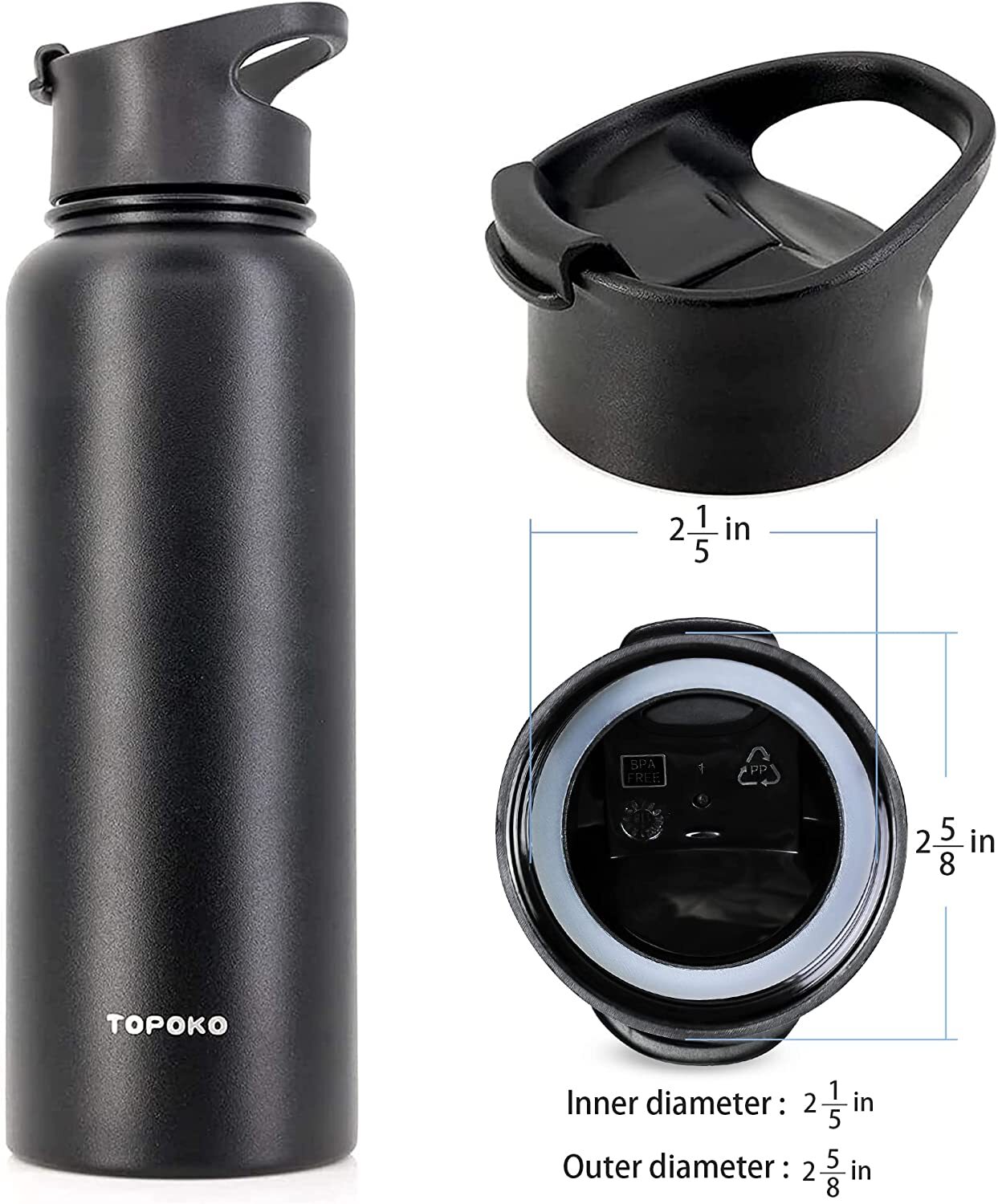 Replacement Flip Lid For Hydro Flask Wide Mouth Water Bottle Coffee Lid Black
