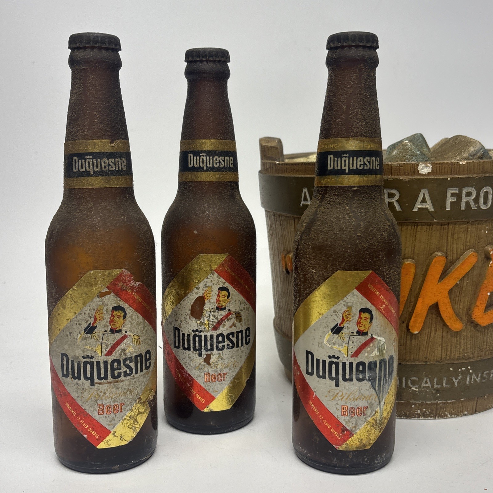 Rare Vintage ASK FOR A FROSTY Duke Duquesne Beer Bucket Sign Display 1958 USA