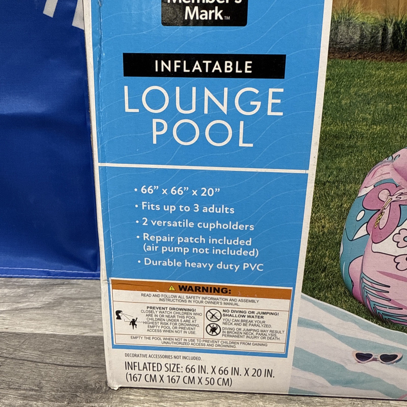 Member's Mark Inflatable Lounge Pool with Cup Holders, Tropical