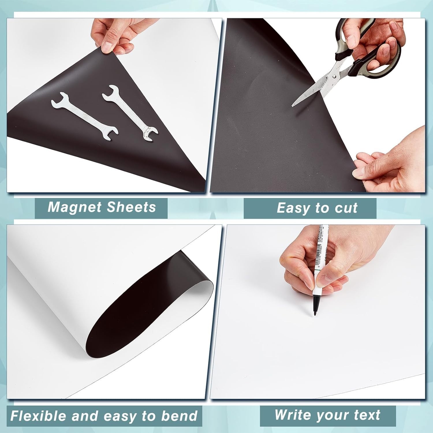 24 Inch X 10 Feet, 30 Mil Blank White Surface Magnet Sheets Magnetic Roll Printa