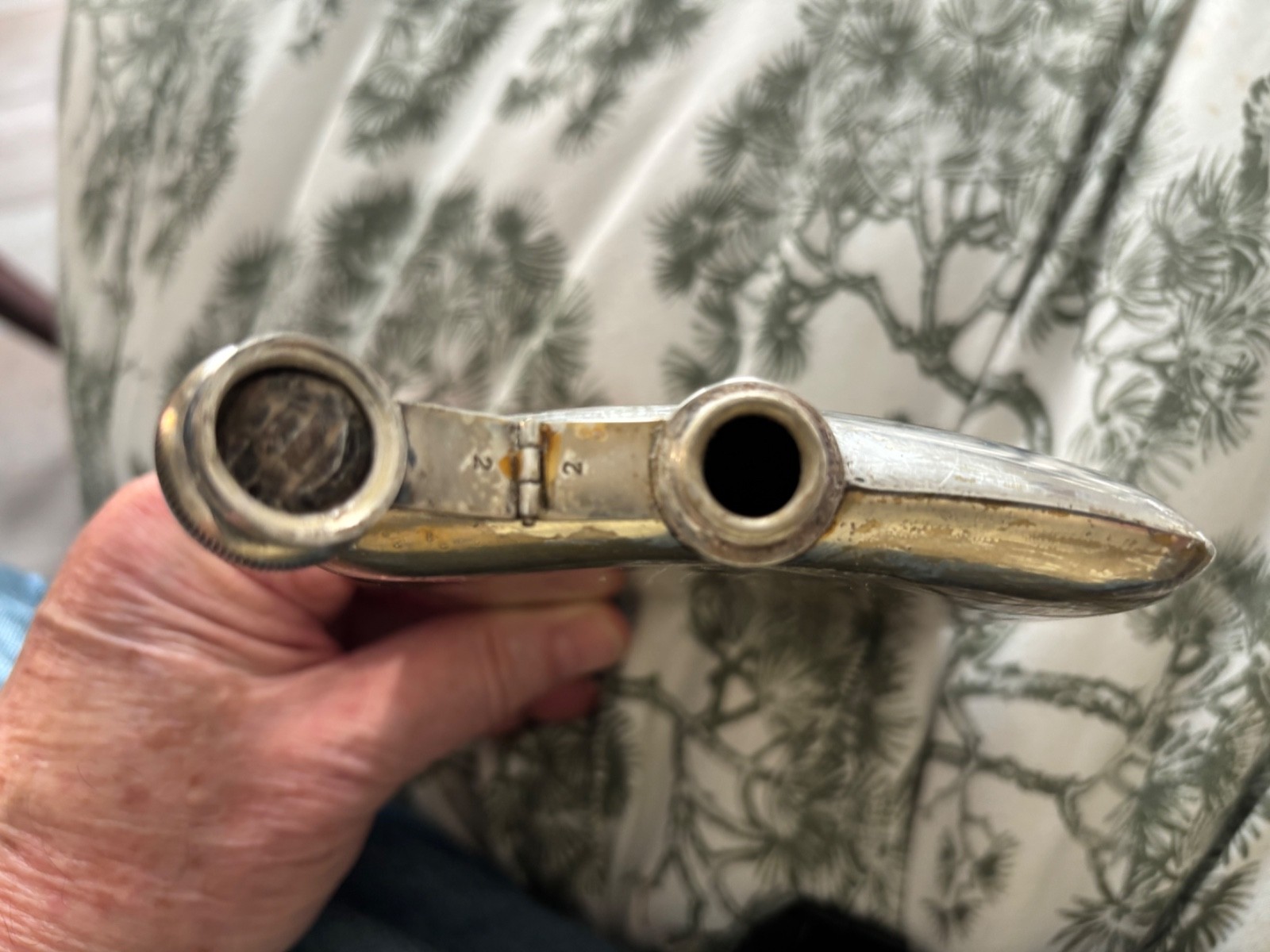 Sterling Silver Flask Black Tuxedo Stripe Design