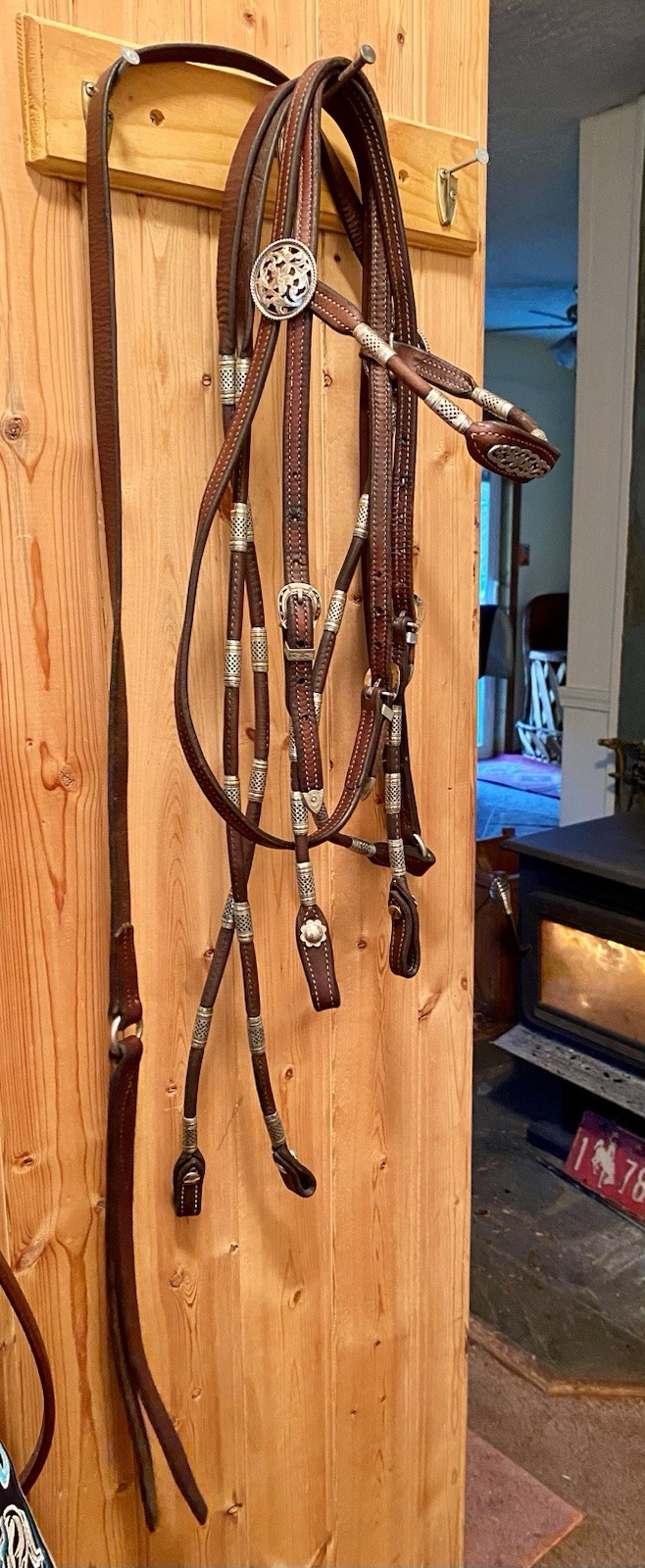 Vntg Poco Western Bridle & Romel Reins Silver Ferrule Fleming Filigree Sterling