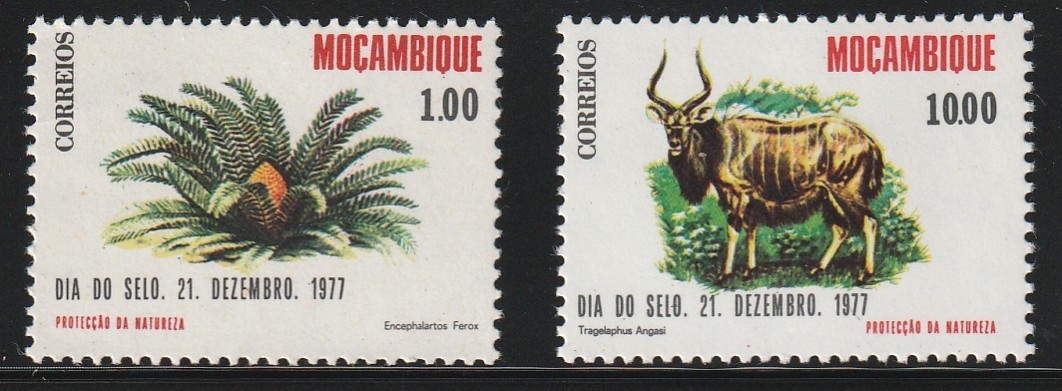 Mozambique    1977    Sc #577-78   Stamp Day   MNH    OG