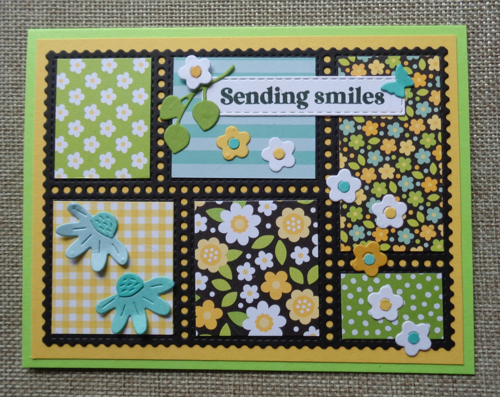 Stampin Up! Card Kit SENDING SMILES Postage Collage Happy Flowers and Butterfly
