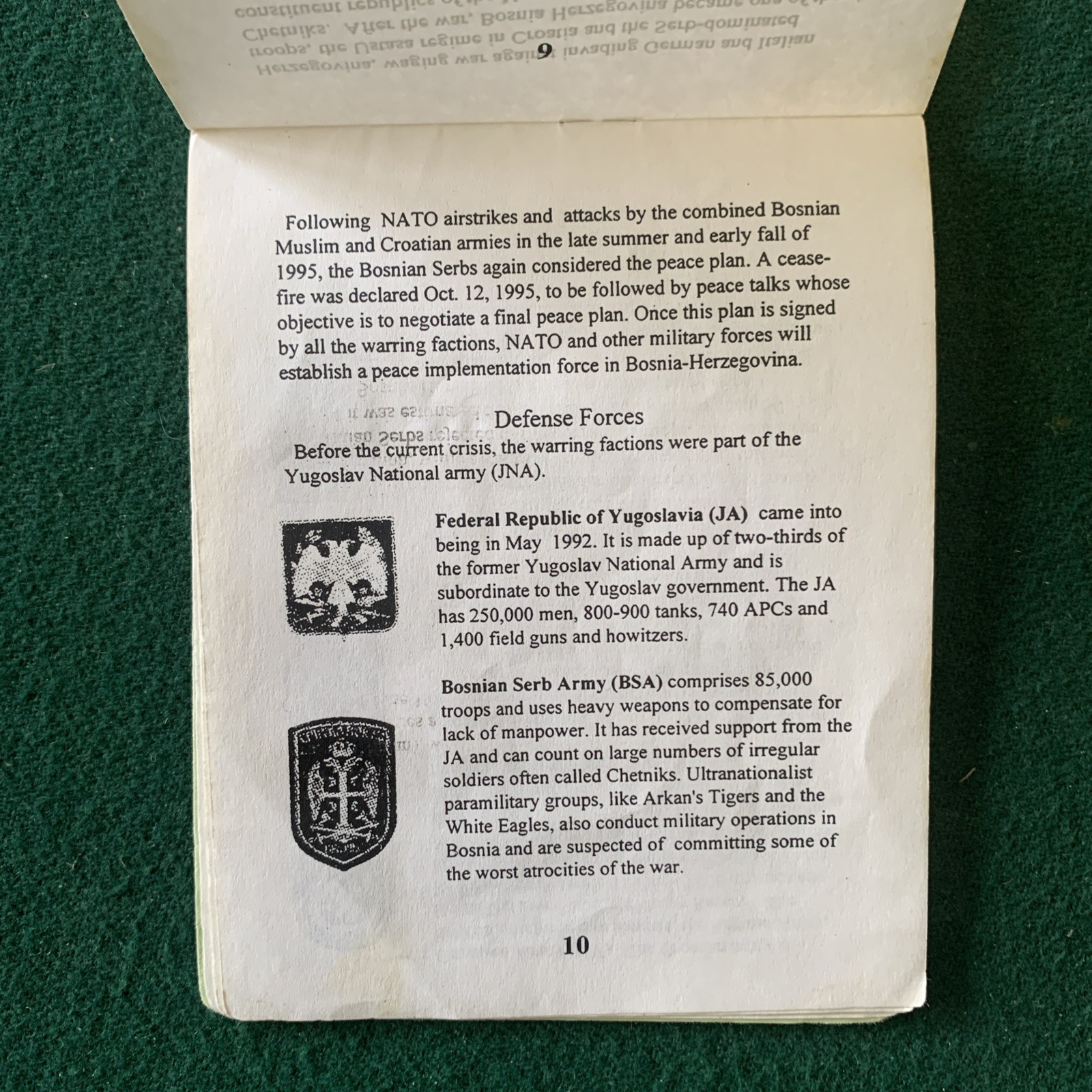 BOSNIA-HERZEGOVINA Soldier's Guide Booklet, 16 Pages, Vintage US Military