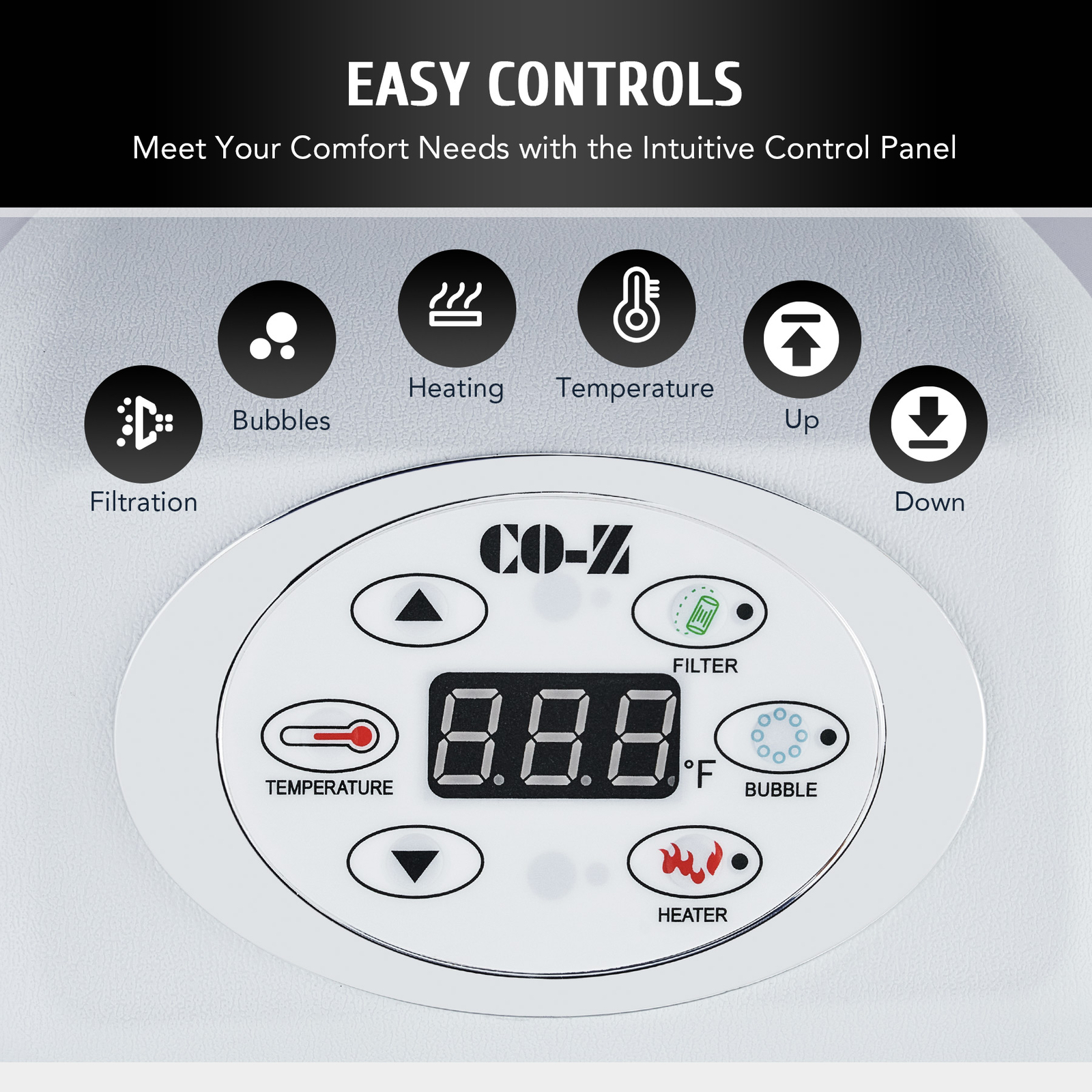 CO-Z Portable Inflatable Hot Tub Spa plus 130 Air Jet 5-7 Person Round, Outdoor